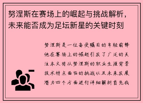 努涅斯在赛场上的崛起与挑战解析，未来能否成为足坛新星的关键时刻